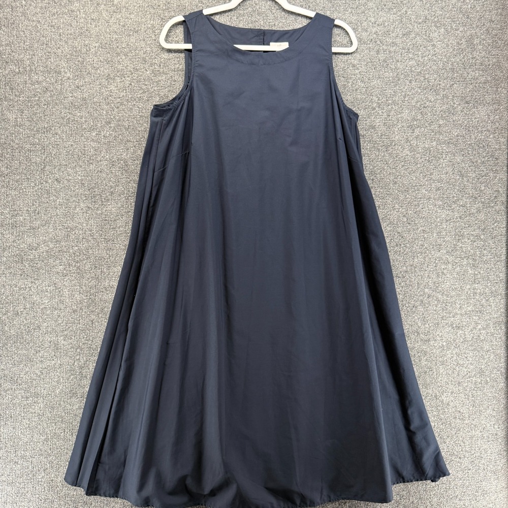 J Jill Dress Size 6 Blue Trapeze Sleeveless Pleated Old Money Quiet Luxury Prep